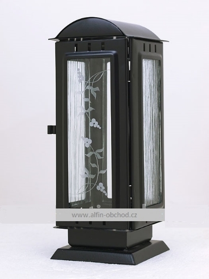 Obrázek Lucerna, lampa na hrob - oblá střecha - černá